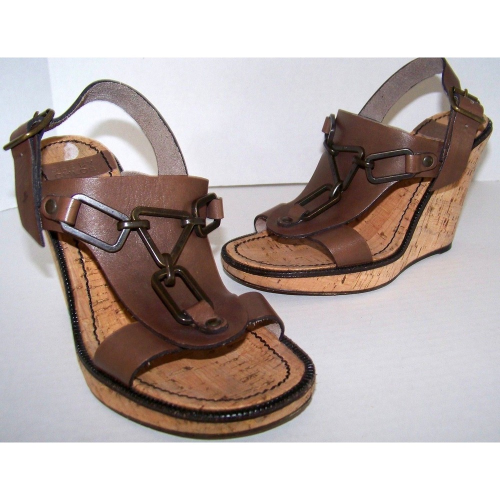 See by Chloe Brown Leather Cork Platform Wedge 35.5 US sz 5 M